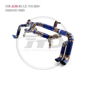 HMD Titanium Alloy Exhaust Catback for AUDI R8 V10/RS3 8Y Auto Replacement Modification Electronic Valve Baked Blue WhatsApp+86 18946955156 thumbnail-1