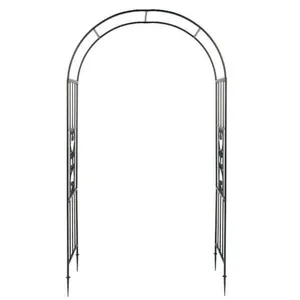 Wrought Iron Garden Fence With Integrated Arch and Trellis thumbnail-3