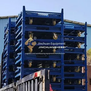 Jinchuan Non-standard Steel Folding Stacking Cage Cart, One-key Folding, Space-saving, Transparent and Visible, Efficient Management thumbnail-2