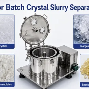 Flatbed Basket Centrifuge, 304SS, Touch Screen PLC, 1.5kW, for Fine Crystal Separation thumbnail-5