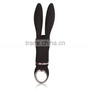 Black Cute Bunny Sex Toy Silicone Waterproof Multi Function Clit g Spot Stimulating Rabbit Ear Vibrator for Women thumbnail-4
