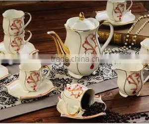 Gold Porcelain Coffee Set Made In China thumbnail-1