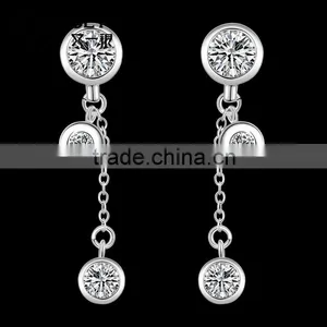 2015 Newest Style With Three Diamond Sliver Plated Earrings thumbnail-2