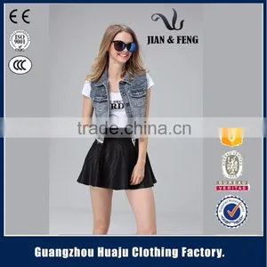 2016 New Style Female Sleeveless Denim Vest for Sale thumbnail-3