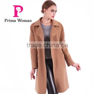 2016 New Design Fashion Women Length Slim Fit Wool Coat With Belt thumbnail-3