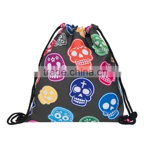 3D Printing Backpack Drawstring Bag Skull Collection Printing Backpacks Full Print With Travel Bags thumbnail-1