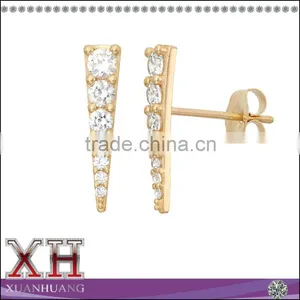 Beautiful Sterling Silver Gold Plated White CZ Stud Earrings for Women thumbnail-1