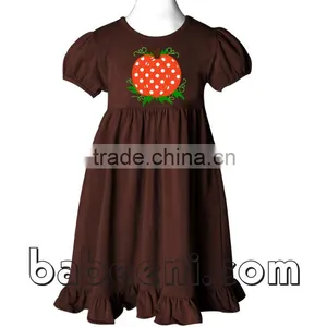 Lovely Pumpkin Applique Knit Dress for Little Girl thumbnail-1