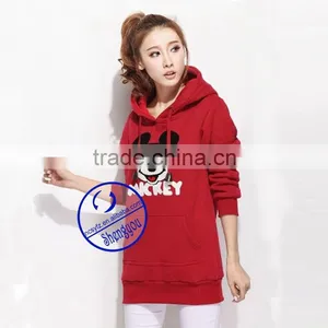 Custom Wholesale Women Extra Long Fleece Hoodies With Embroidered thumbnail-4