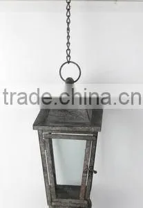 100371MC- Hanging Metal Candle Lantern W/chain thumbnail-1