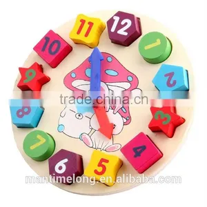 Wooden Toy Digital Geometry Clock Children's Educational Toy Building Blocks thumbnail-2