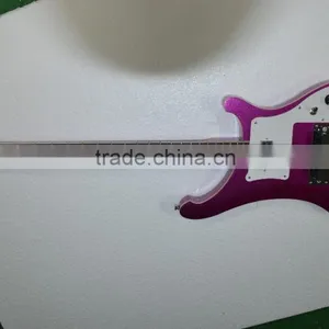 4 String Electric Bass Guitar Ricken for Backer Bass Guitar Set-in Neck Metallic Color Can Custom thumbnail-1