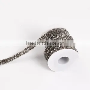 Rhinestone Belt Crystal Heat Transfers Chain,Self-adhesive Rhinestone Chain Trim for Garment thumbnail-3