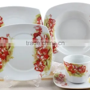 Wholesale 20 Pcs Ceramic Square Dinner Set/Fine Porcelain Dinner Set /tableware /dinnerware Set/cutlery Set/flatware thumbnail-2