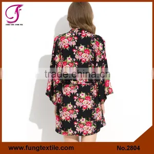 FUNG 2803 Women Beautiful Flower Cotton Print Robe thumbnail-4