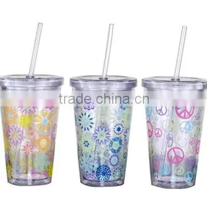 BPA Free Double Wall Pint Cup 16OZ/480ML With Insert Colorful PVC thumbnail-1