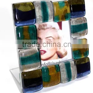 Hand Made Glass Tiles Ftd. Murano Inspired Designer Photo Frame - Photo 4" x 4" ( Opening : 2" x 2") thumbnail-2