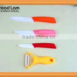 Most Attractive Colorful Handle Ceramic Kitchen Knife Set With Peeler White Blade in Knife Stand thumbnail-2