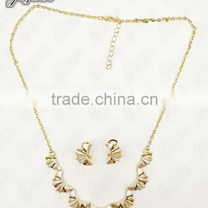 Juyuan Fashion 18K Gold Plated Pendant&Earring Three Color Pearl Set thumbnail-1