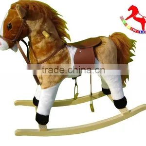 74*30*58cm ASTMF963 Customized Stuffed Playful Plush Rocking Horses Series Toy With Wooden Base&music thumbnail-1