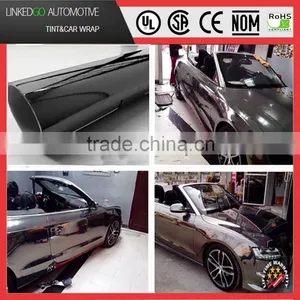 Wholesales Good Tungsten Steel Black Chrome Vinyl Wrap 1.52*20m Chrome Black Car Wrap Vinyl With Air Bubble Free thumbnail-1
