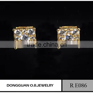 Fashion Micro Pave Sterling Silver Zirconia Square Stud Earrings thumbnail-1