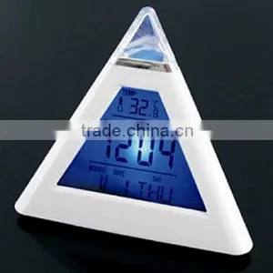 Top Sale Triangle Color Changing Digital Alarm Clock/desk Clock/calendar Clock thumbnail-2