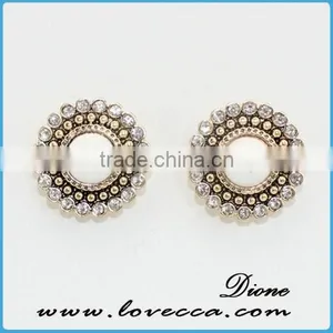 Wholesale Fashion Jewelry Crystal Around Gemstones Charms Brass Stud Earring Jewelry Supplies thumbnail-5