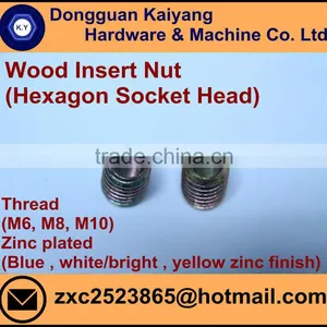 Insert Nut/ Wood Insert Nut / Hex Socket (Furniture Fastener); Bright(White)/Blue/Yellow Zinc Plated; M6, M8, M10 thumbnail-3