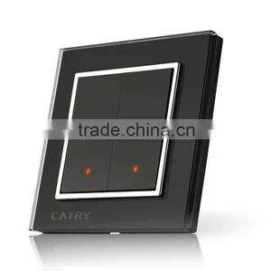 Crystal 2 Gang Black Tablet Wall Switch,New Style Glass Panel Switch thumbnail-1