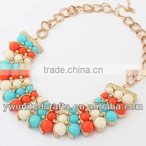 OEM and ODM 2014 Fashion Alloy Necklace Eco-friendly Bright Colors thumbnail-1