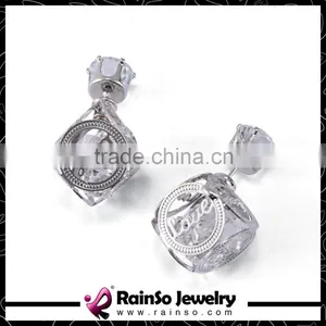 Dangling Crystal Hollow Rose Gold Double Sided Earrings thumbnail-3