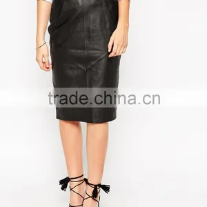 Sexy D Ring Belt Red Leather Pencil Skirts thumbnail-2