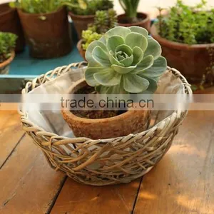 Handmade Wicker Lacy Flower Pot thumbnail-1
