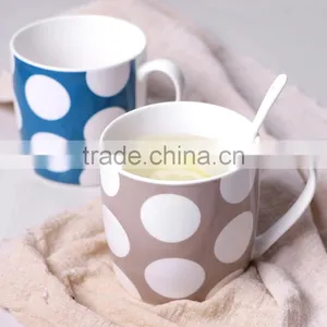12-Ounce Porcelain Coffee Mug Red (white Dots Stripes Grey ) thumbnail-1