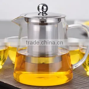 Hand Blown Glass Teapot Stainless Steel Infuser & Glass Lid Teapot Kettle Coffee thumbnail-2