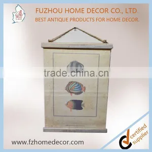 Classical Linen Printing Wall Scroll With Wooden Frame for Home Decor thumbnail-3