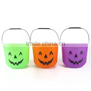 New Plastic Halloween Pumpkin Party Candy Buckets Decor Prop thumbnail-1