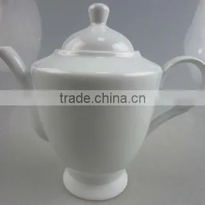 White Porcelain Small Bottom Coffee Tea Pot thumbnail-1