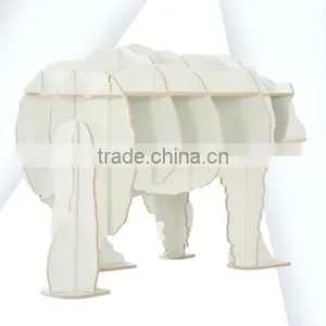 Bear Puzzle Table,Creative Animal Furniture,MDF DIY Assembled Bear Table For Fashion Living Room,Wooden Animal Furniture thumbnail-3