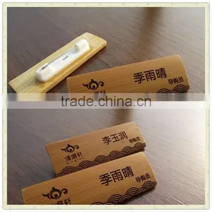 Customized Bamboo Wood Badge Wooden Name Tag Staff Member Engraving High-Grade Name PIN thumbnail-2