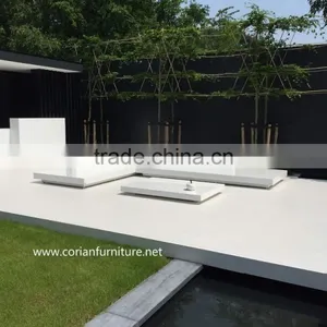 Designed Made Hot Selling Acrylic Solid Surface Corian Garden Bench thumbnail-1