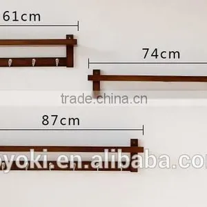 Entryway Wall Shelf With Metal Hooks Eco-friendly Bamboo Coat Rack thumbnail-4