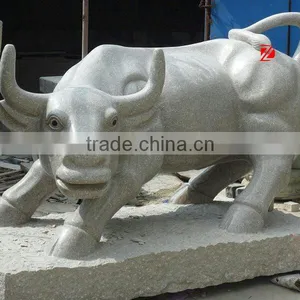 Natural Carved Stone Garden Bull Statue thumbnail-1