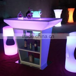 Led Illuminated Home Bar Counter With Stainless Steel Shelf thumbnail-1
