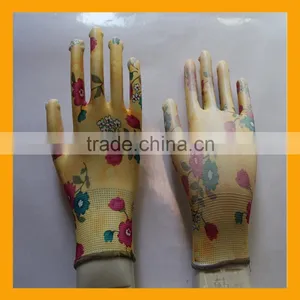 13G Floral Printed Polyester PU Gardening Gloves thumbnail-1