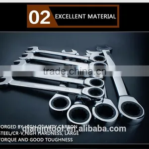 QJT- S12 Useful CR-V Combination Ratchet Wrenches Set Adjustable Ratchet Ring Spanner Set thumbnail-4