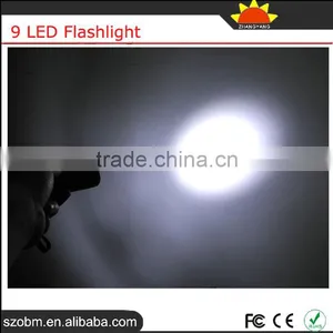 9 LED White Light AA Battery Free Sample Torchlight Cheap Police Flashlight thumbnail-5