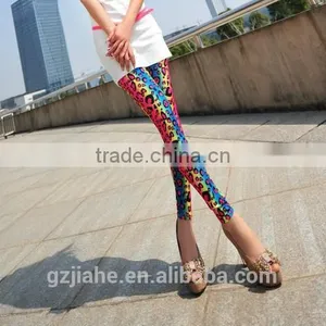 Fashion Summer Autumn Slim Cool Trousers Women Colorful Leopard Print Leggings Lady Sexy Pants Silk Capris Full Length thumbnail-4