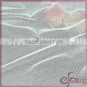 White Geometric Small Flower Elastic Lace Tricot Fabric, Decorative Bridal Lace Fabrics thumbnail-4